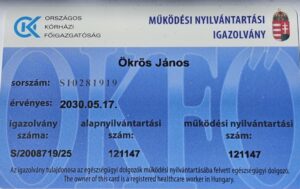 Működési nyilvántartási igazolvány